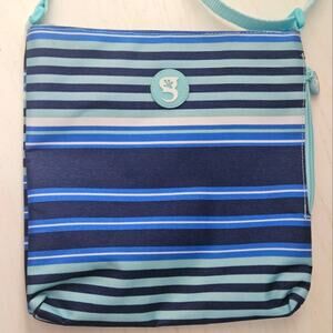 Geckobrands casual crossbody bag blue stripped nautical‎ interior small